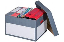 Lot de 10 : smartboxpro Boîte d'archives/transport S, à couvercle, gris