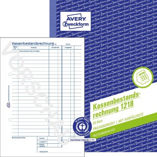 AVERY Zweckform Formularbuch 'Kassenbestandsrechnung', A5