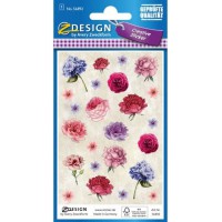 Avery Zweckform 56892 Zdesign Créatif Mix De Fleurs Autocollant Avec Gaufrage Fin En Or Rouge, 1 Planches De 24 Étiquettes, Blan