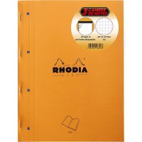 RHODIA Bloc de cours, format A4, quadrillé, orange, lot de 3