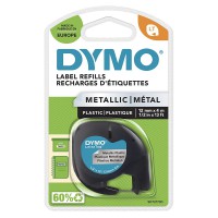 DYMO Cassette de ruban LetraTag, métallique, 12 mm x 4 m