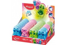 Lot de 24 : Maped Taille-crayon/gomme Loopy MINI CUTE, présentoir de 24