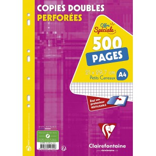 Clairefontaine Copies doubles perforées, A4, quadrillé 5x5