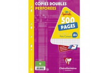 Clairefontaine Copies doubles perforées, A4, quadrillé 5x5