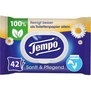 Tempo Lingettes humides de toilette doux & soigneux