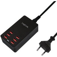 LogiLink Boîtier de chargement USB, 8 ports, 44 Watt, noir