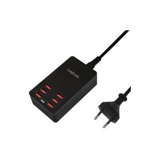 LogiLink Boîtier de chargement USB, 8 ports, 44 Watt, noir