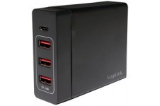 LogiLink Boîtier de chargement USB, 4 ports, 65 watt, noir