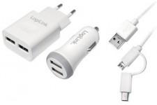 LogiLink Kit de chargeur USB, 2 pièces, chaucun 2x ports USB