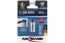 ANSMANN Pile rechargeable Li-Ion 16340 avec fiche micro-USB