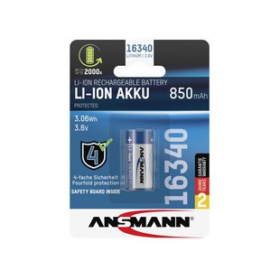 ANSMANN Pile rechargeable Li-Ion 16340, 3,6 V, 850 mAh