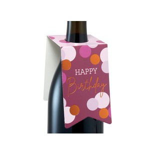 SUSY CARD Collerette de bouteille 'Happy Birthday', rose