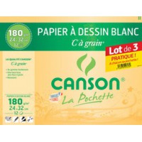 CANSON Papier à dessin 'C' à grain, 240 x 320 mm, lot de 3