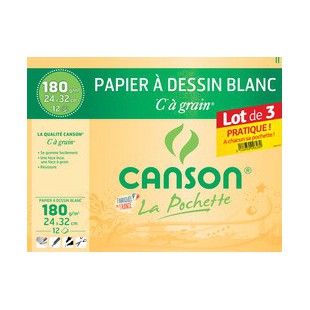 CANSON Papier à dessin 'C' à grain, 240 x 320 mm, lot de 3