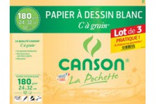 CANSON Papier à dessin 'C' à grain, 240 x 320 mm, lot de 3