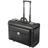 Alassio Valise pour pilotes 'SILVANA', cuir, trolley, noir