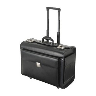 Alassio Valise pour pilotes 'SILVANA', cuir, trolley, noir