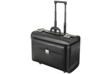 Alassio Valise pour pilotes 'SILVANA', cuir, trolley, noir