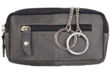 PRIDE&SOUL Etui porte-clés RFID, en cuir, gris