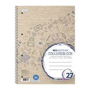LANDRÉ Cahier à spirale Recycling, A4, ligné, 160 pages