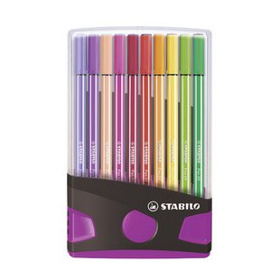 STABILO Stylo feutre Pen 68, ColorParade de 20, gris/rose