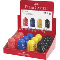 Lot de 12 : FABER-CASTELL Taille-crayon à réservoir Jelly, présentoir