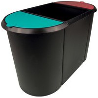 helit Corbeille à papier 'the triple', oval, PE, noir/rouge/
