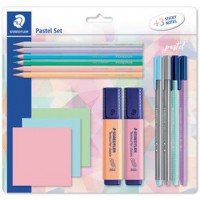 STAEDTLER Set d'écriture pastel, avec 3 bloc-notes adhésifs