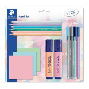 STAEDTLER Set d'écriture pastel, avec 3 bloc-notes adhésifs