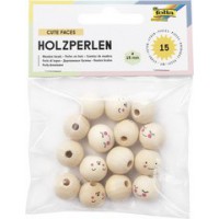 folia Perles en bois CUTE FACES, rond