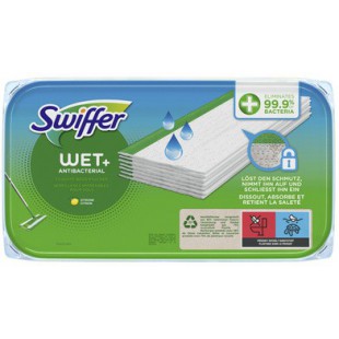 Lot de 12 : Swiffer Lingettes humides antibactÃ©riennes, recharge de 10