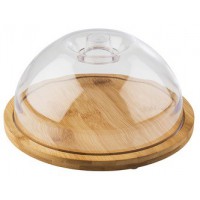 APS Plateau en bambou avec cloche,rond, diamètre: 205 mm