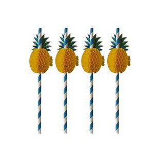 PAPSTAR Paille en papier 'Ananas', 200 mm, bleu/blanc