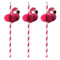 PAPSTAR Paille en papier 'Flamand rose', 200 mm, rose/blanc