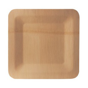 PAPSTAR Assiette en bambou 'pure', carré, 230x230 mm, par 10