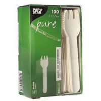 PAPSTAR Fourchette à gâteau en papier 'pure', blanc
