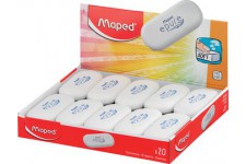 Lot de 20 : Maped Gomme plastique Epure, ovale, blanc, présentoir de 20