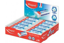 Lot de 20 : Maped Gomme en plastique Technic Ultra, blanc, présentoir de