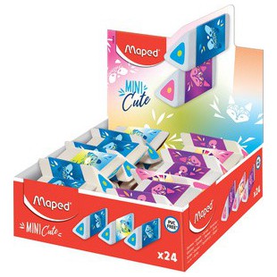 Lot de 24 : Maped Gomme en plastique Pyramide MINI CUTE,présentoir de 24
