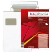 MAILmedia pochette d'expédition dos carton, fenêtre, blanc