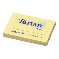 Lot de 12 : Tartan bloc-notes repositionnable, 102 x 76 mm, jaune