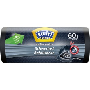 swirl Profi Sac poubelle renforcé, 60 litres, noir