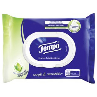 Tempo Lingettes humides de toilette doux & pure, Aloe Vera