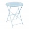 Ensemble de jardin bistrot 2 personnes - Table ronde motif 60 cm + 2 chaises - Acier thermolaqué - Bleu