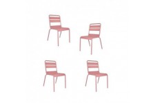 Lot de 4 chaises de jardin - Acier - Rose