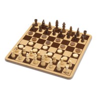 Wood Chess Draughts game