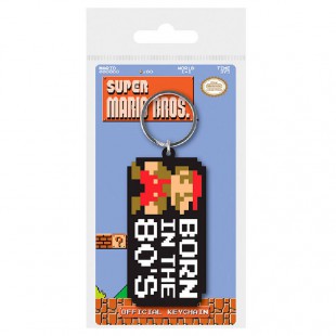 Nintendo Super Mario Bros Born In The 80s rubber keychain