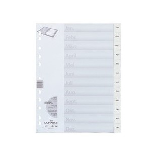 DURABLE Kunststoff-Register, Monate, A4, Januar - Dezember
