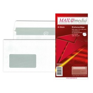 MAILmedia Briefumschlag Offset weiß, DIN Lang, mit Fenster