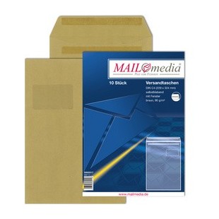 MAILmedia Versandtasche Natron braun, C4, mit Fenster